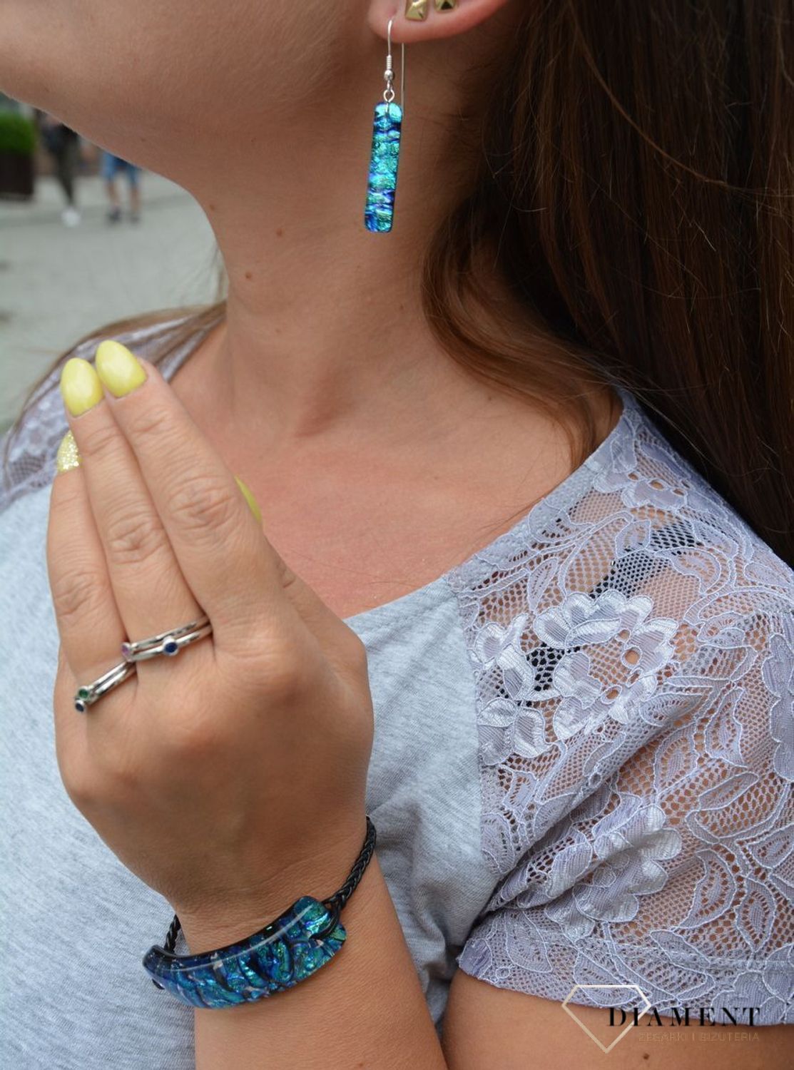 Kolczyki szkło weneckie wiszące niebieskie Murano 07.jpg